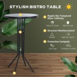 3 Piece Bar Height Outdoor Bistro Set for 2, Tan - Image 5