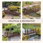 7' Garden Bridge with Pine Wood and Stained Finish for Backyard Ponds Creeks Streams Wood - Image 6