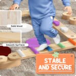 Kids Balance Beam, Wooden Balance Board with Stepping Stone for 3-8 Years - Image 6