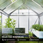 Polycarbonate Greenhouse, Heavy Duty Outdoor Aluminum Walk-in Green House Kit Vent Door, 6.2'x4.3'x6.6' Gray - Image 5