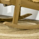 Wooden Outdoor Rocking Chair, Traditional Slatted Wood Rocker Chair with Armrests and High Backrest for Indoor & Outdoor, Light Brown - Image 8