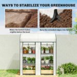 3 Tier Mini Greenhouse, Small Portable Greenhouse with 2 Roll-up Doors, 56.3" x 18.1" x 65", White - Image 7