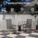 2 Pieces Outdoor Rocking Chairs, HDPE Patio Rockers with 28" High Back, Wide Armrests for Porch Backyard, Dark Gray - Image 5