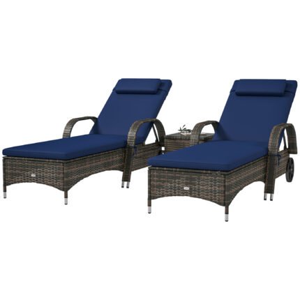 Patio Wicker Chaise Lounge Chair Set of 2