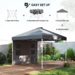 10' x 10' Pop Up Canopy Tent w/ Sidewall, UPF50+ Height Adjustable Instant Sun Shelter w/ Storage Pockets, Sea Blue - Image 4