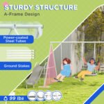 5 in 1 Kids Swing Set for Backyard with Heavy-Duty A-Frame Stand, Saucer Swing, Slide, Seesaw, Glider, Swing Seat, Gray - Image 5