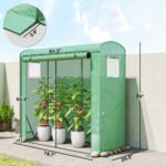 Mini Greenhouse, Portable Greenhouse with Roll-Up Door and 2 Mesh Windows, PE Cover, 78.7" x 29.5" x 74", Green - Image 3
