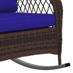 Rattan Porch Rocker w/ Plush Cushion, Dark Blue - Image 8