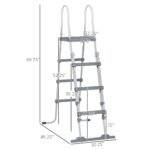 70" Above Ground Swimming Pool Ladder, A-Frame Deck Ladder, Non-slip Steps and Handrails for 48" Pool Wall Height, Gray - Image 3