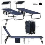 Chaise Lounge Pool Lounge Chairs Set of 2,Outdoor Sun Tanning Chairs,Reclining Back,Steel Frame and Side Pocket,Blue - Image 3