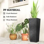 23.6 Inch Tall Planters for Outdoor Plants, Set of 2 Plastic Flower Pots with Drainage Holes, Black - Image 7