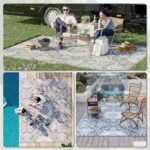 9x12 Waterproof Reversible Outdoor Rug for Camping, Backyard, Picnics, Beach, Deck Gray & White Floral - Image 8