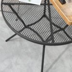35" Round Outdoor Patio Bistro Dining Table, French Cafe Style, Conversation Space, Fast Drying Metal Mesh Tabletop for Garden, Backyard, Poolside, Black - Image 6
