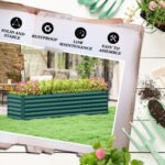 8x2x2ft Galvanized Raised Garden Bed Kit with Safety Edging for Flowers, Herbs and Vegetables, Green - Image 7
