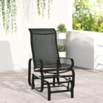 Outdoor Patio Sling Fabric Swing Glider Rocker Chair with Smooth Rocking Arms, Black - Image 7
