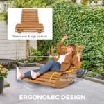 Outdoor Rocking Chair w/ Slatted Seat, Wooden Rocking Chair, 51.25" x 23.5" x 23.5", Teak - Image 5