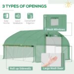 11.5' x 10' x 6.5' Walk-in Tunnel Greenhouse, Green House with Zippered Mesh Door, 7 Mesh Windows & Roll-up Sidewalls, Upgraded Gardening Plant Hot House with Galvanized Steel Hoops, Green - Image 4