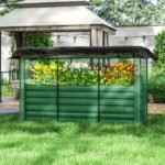Galvanized Steel Planter Box with Crop Cage and Shade Cloth, Raised Garden Bed for Flowers, Veggies and Herbs, Green - Image 2