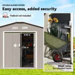 Garden Metal Shed, Storage Shed Utility Storage with Double Locking Doors for Bike, Yard Tools, Light Gray - Image 5