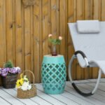 Decorative Outdoor Stool, 12" Round Patio Side Table, Mosaic Accent Plant Stand for Garden, Balcony, Blue - Image 2