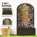 Metal Garden Bed with Trellis for Climbing Plants, Freestanding or Wall Mounted Flower Bed for Garden, Patio, Balcony - Image 4