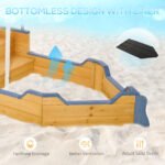 Kids Wooden Sandbox Pirate Ship Sandboat w/ Bench Seat Storage Space Ceder Wood - Image 5