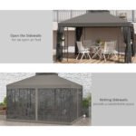 10x12 Gazebo with Shelves, Double Roof, and Netting for Outdoor Use, Perfect for Family Gatherings, Gray - Image 5