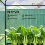 Greenhouse with Raised Garden Bed, Galvanized Steel Outdoor Greenhouse with Roll Up Door, 56" x 56" x 75", Green - Image 6