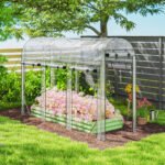 Walk-in Tunnel Greenhouse, Hoop House Greenhouse with 8 Roll-Up Doors, 10' x 3' x 6.5', Clear - Image 8