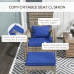 Wicker Adirondack Chair Fire Pit Chair w/ Ottoman & Cushions, Blue - Image 6