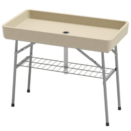 3.4ft Folding Ice Cooler Table with Drain