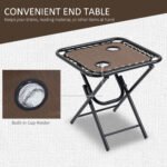 Zero Gravity Chair Set with Side Table, Folding Reclining Chair with Cupholders & Pillows, Adjustable Lounge Chairs for Pool, Backyard, Lawn, Beach, Brown - Image 5