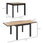 35.5"-71" Expandable Outdoor Dining Table for 4-6 People, Aluminum Patio Table with Slatted Wood Grain Top, Natural - Image 3