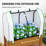 Raised Garden Bed with PE Greenhouse Cover Outdoor Planter Box for Herbs and Vegetables, 35 x 22 x 47 inch, Brown - Image 7