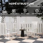 2 Pieces Outdoor Rocking Chairs, HDPE Patio Rockers with 28" High Back, Wide Armrests for Porch Backyard, White - Image 5