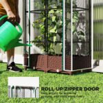 Raised Garden Bed with Trellis, 46.5" Tomato Cage with Crop Cage, Self Watering Planter Box with Drainage Holes, White - Image 7