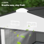 Garden Metal Shed, Storage Shed Utility Storage with Double Locking Doors for Bike, Yard Tools, White - Image 8