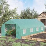 20' x 10' x 7' Outdoor Walk-in Greenhouse, Tunnel Green House with Roll-up Windows, Zippered Door, PE Cover, Heavy Duty Steel Frame, Green - Image 2