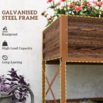 Galvanized Raised Garden Bed, Metal Planter Box with Legs, Storage Shelf and Bed Liner, Dark Brown - Image 6