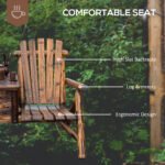 Double Wooden Adirondack Chair with Ice Bucket, Outdoor Loveseat with High Backrest, Smooth Armrest, Rustic Brown - Image 7