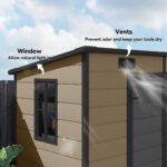 Plastic Outdoor Storage Shed with Floor with Lockable Doors, Air Vents, 8' x 4', Light Brown - Image 6