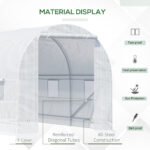 15' x 7' x 7' Walk-In Tunnel Greenhouse, Large Garden Hot House Kit with 6 Roll-up Windows & Roll Up Door, Steel Frame, White - Image 5