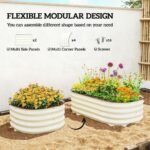 3.4' x 2' x 1' Galvanized Raised Garden Bed Kit, Metal Planter Box with Safety Edging, Cream - Image 4