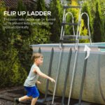 70" Above Ground Swimming Pool Ladder, A-Frame Deck Ladder, Non-slip Steps and Handrails for 48" Pool Wall Height, Gray - Image 6