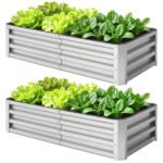 Galvanized Raised Garden Bed, 4' x 2' x 1' Metal Planter Box, for Growing Vegetables, Flowers, Herbs, Succulents, Silver