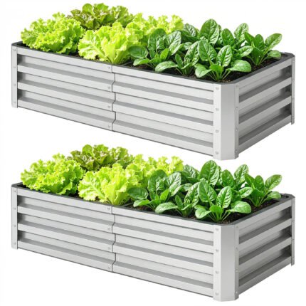 Galvanized Raised Garden Bed with 4' x 2' x 1' Metal Planter Box