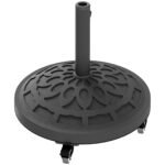 Round Patio Umbrella Base with Wheels, 46 lbs Resin Umbrella Stand Base, Heavy Duty Patio Umbrella Holder for 1.3"/1.5"/1.9" Umbrella Poles for Outdoor, Lawn, Poolside