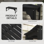Slatted Wooden Garden Bench, Curved Seat Front Porch Bench, Black - Image 5