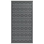 Reversible Outdoor Rug, Waterproof Plastic Straw with Carry Bag, 9' x 18', Black & Gray Lantern