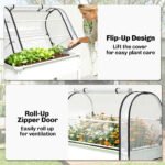 Raised Garden Bed with Flip-Up Greenhouse Cover, Metal Elevated Garden Bed with Legs and Drainage Hole, White - Image 6